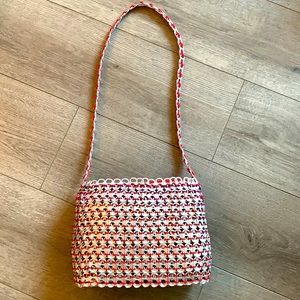 Red aluminum tab shoulder bag